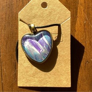 Handmade Acrylic Pour Necklace-Purple